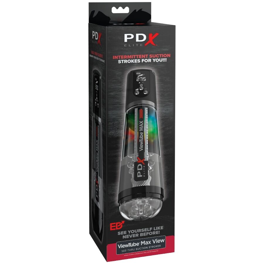 PDX ELITE - VIEWTUBE MAX VIEW MASTURBATEUR AUTOMATIQUE AVEC ASPIRATION TRANSPARENTE