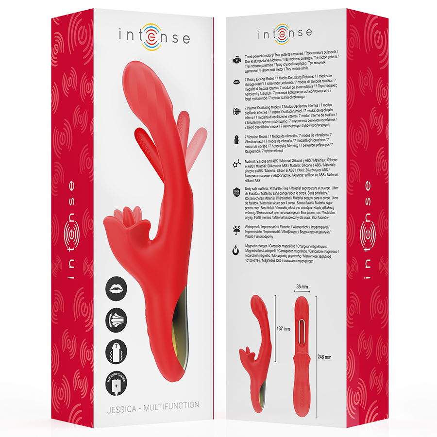 INTENSE - JESSICA VIBRATEUR MULTIFONCTION STIMULATION CLITORIS 24,8 CM ROUGE