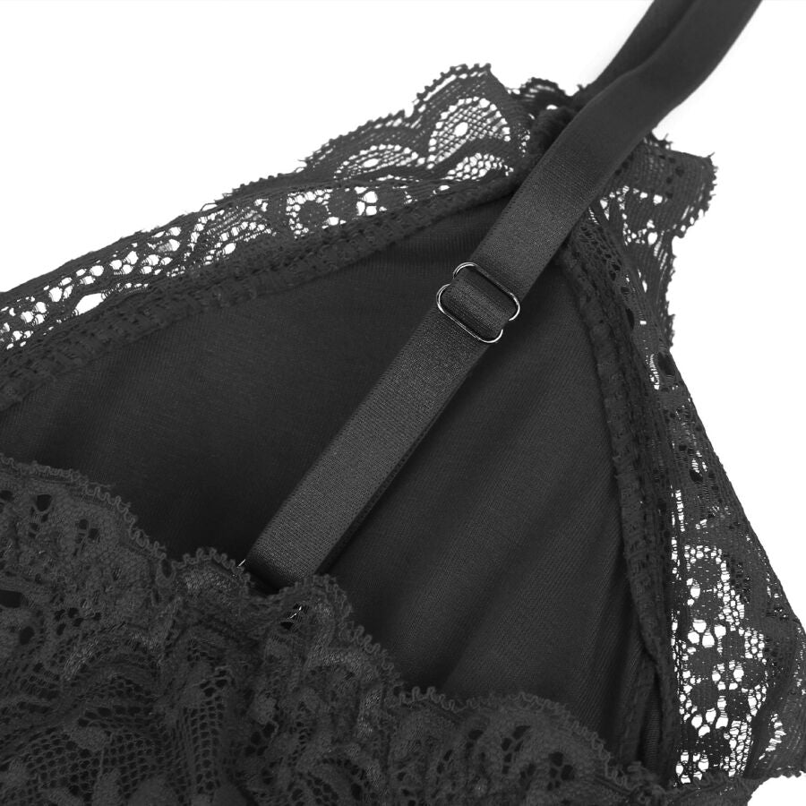 SUBBLIME - TEDDY DÉTAIL DENTELLE FLORALE NOIR S/M