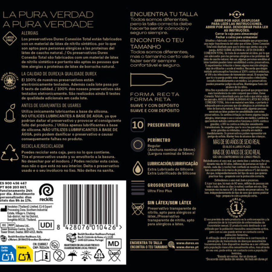 DUREX - CONNEXION TOTALE XL ULTRA FINE PLUS SANS LATEX 10 UNITÉS