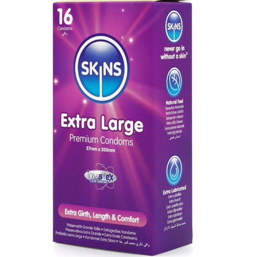 SKINS - PACK DE 16 PRÉSERVATIFS EXTRA LARGES PREMIUM