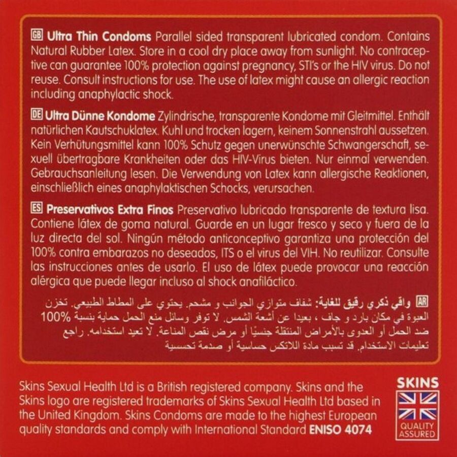 SKINS - PACK DE 4 PRÉSERVATIFS ULTRA FINS PREMIUM