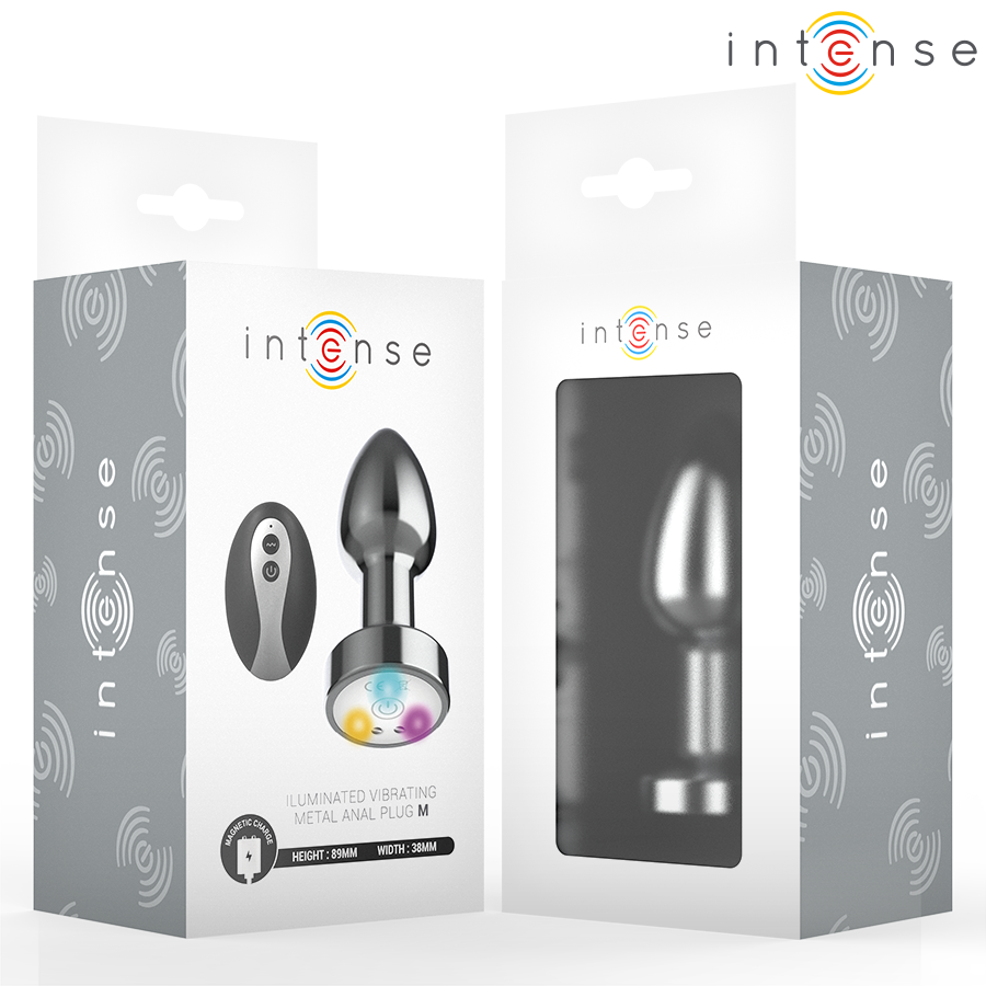 INTENSE - PLUG ANAL VIBRANT EN MÉTAL AVEC LUMIÈRES LED ET TÉLÉCOMMANDE - TAILLE M