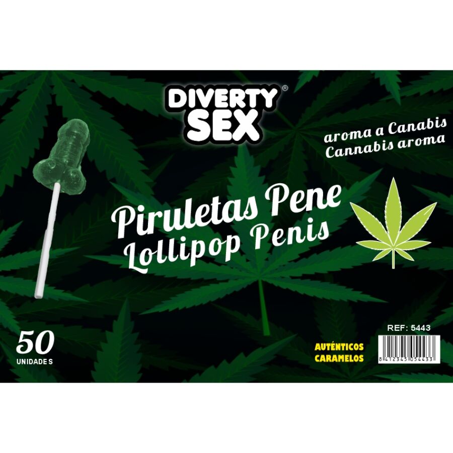 DIABLO GOLOSO - 50 SUCETTES PÉNIS ARÔME CANNABIS