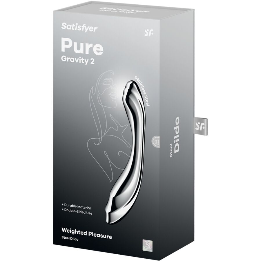 SATISFYER - PURE GRAVITY 2 GODEMICHET DOUBLE EXTRÉMITÉ EN ACIER INOXYDABLE