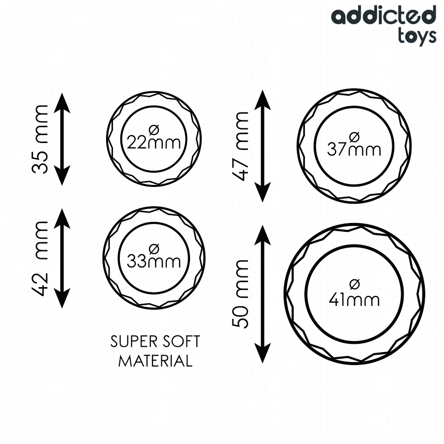 ADDICTED TOYS - ENSEMBLE D'ANNEAUX PÉNIS TEXTURÉS, 4 TAILLES